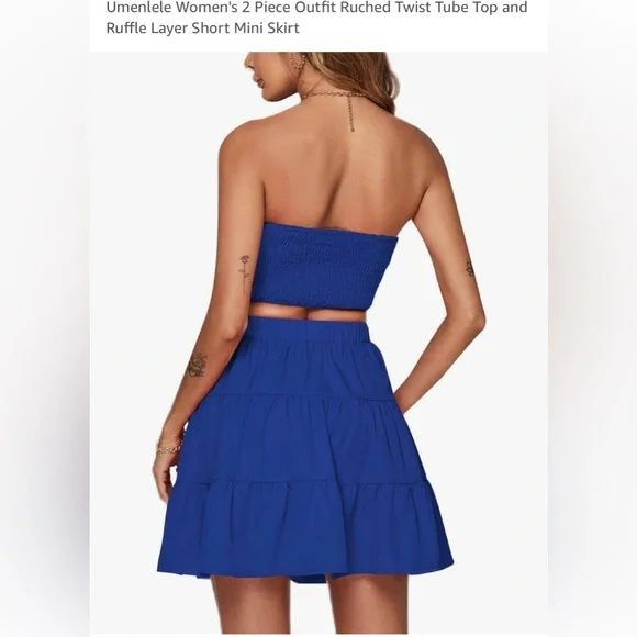 Umenlele | 2 piece bandeau top set with skirt bottom - Picture 3 of 16